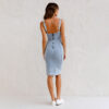 New U-neck Suspender Denim Dress Summer Casual Tight Slim Fit Dresses With Slit Design Womens Clothing - Image 6
