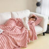 Soft Wind Bubble Velvet Blanket Warm Solid Rabbit Fur Blankets Double-sided Thickening Cover Throw Warm Fur Blanket - Image 3