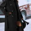 Lapel Double-breasted Trench Coat With Belt Winter Fashion Solid Color Long Jacket Outwear Women Clothing - Image 9