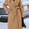 Lapel Double-breasted Trench Coat With Belt Winter Fashion Solid Color Long Jacket Outwear Women Clothing - Image 5