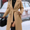 Lapel Double-breasted Trench Coat With Belt Winter Fashion Solid Color Long Jacket Outwear Women Clothing - Image 7